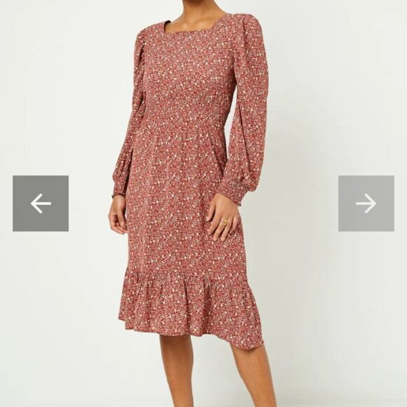 NEW! Hayden Los Angeles Womens Size S Floral Print Midi Modest Prairie Dress - Picture 1 of 14